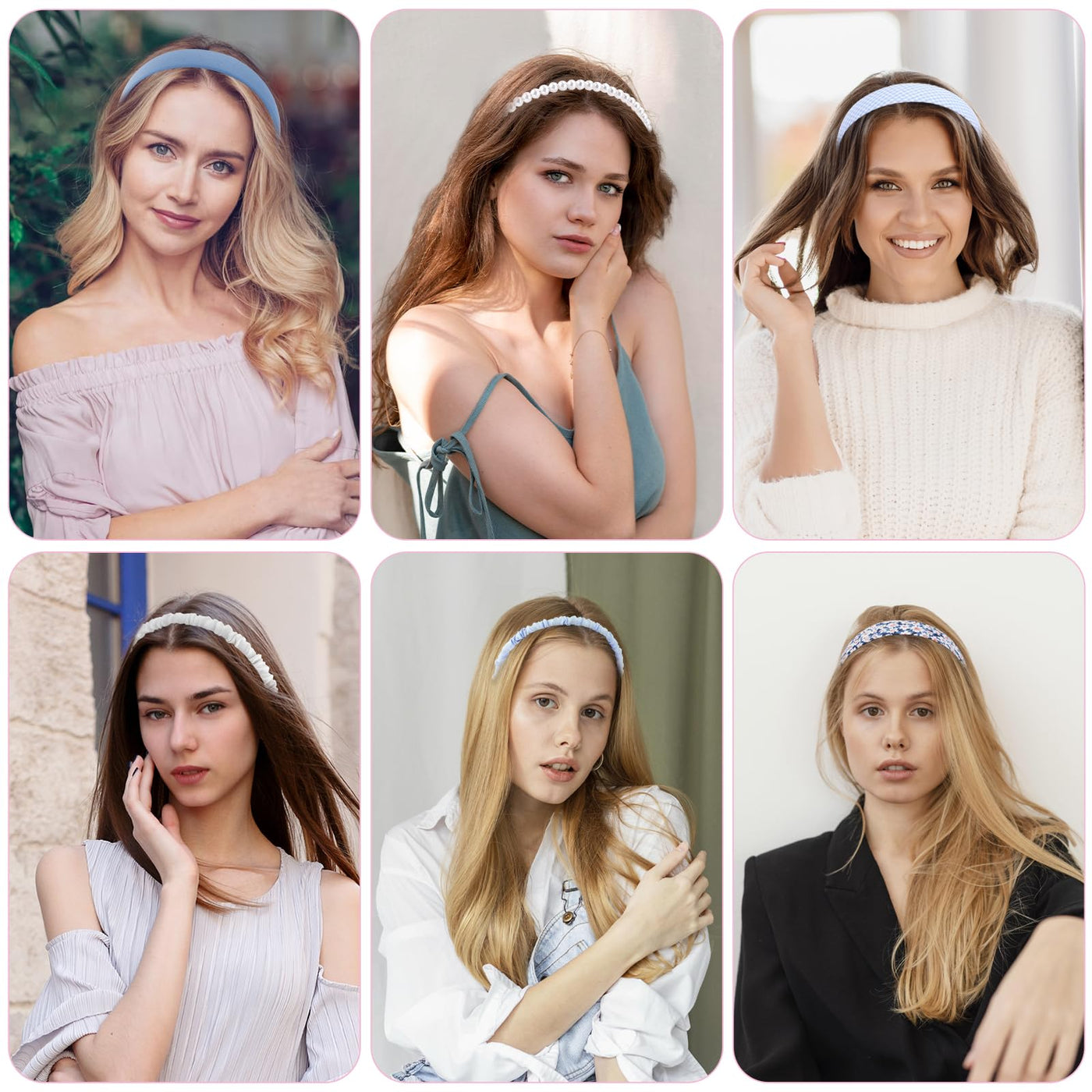 Serre-têtes à la mode Set de 7 serre-têtes antidérapants Bandeaux multicolores en tissu mignon et scintillant