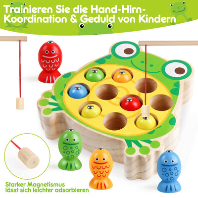 Magnet Angeln Spielzeug lernen Feinmotorik, Lernspiele Motorik Spielzeug Holz Angelspiel für Kinder