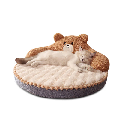 Lit Rond pour Animaux de Compagnie pour Chats et Chiots, Lit Chaud et Confortable pour Animaux de Compagnie, Lit pour Chat Amovible et Lavable, Canapé pour Chat pour Chat d'Intérieur et d'Extérieur