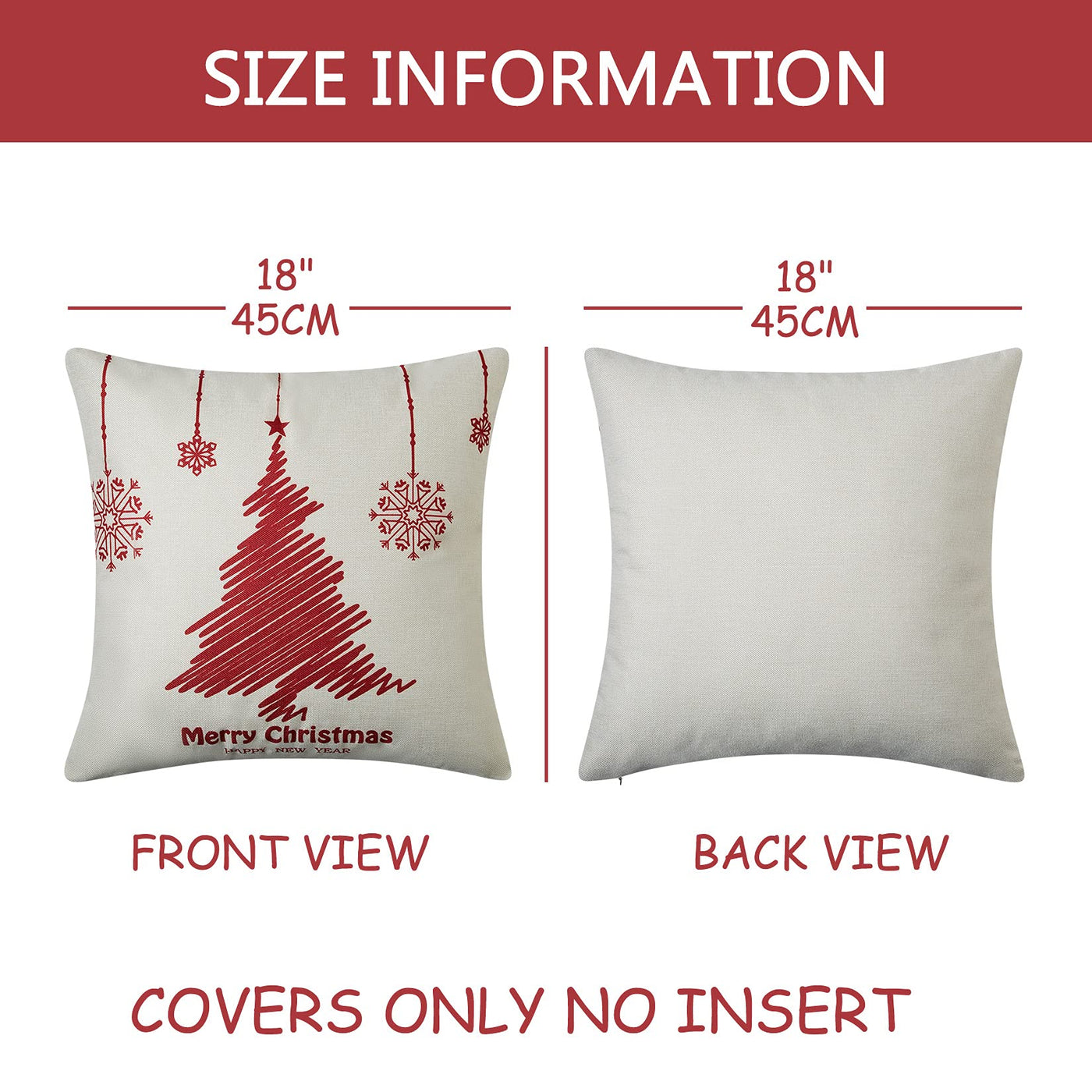 Christmas cushion cover set of 4 linen look cushion covers