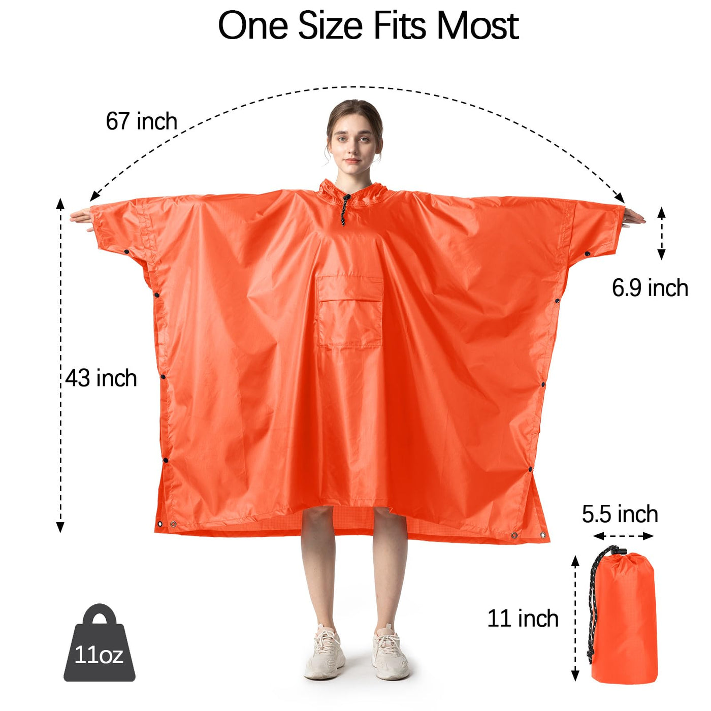 Rain cape Raincoat Rain jacket Waterproof Hiking Cycling Outdoor 3in1 Multipurpose