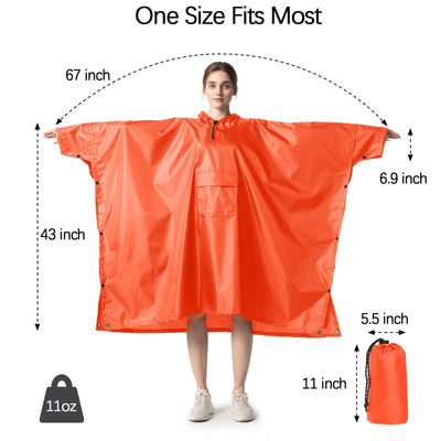 Rain cape Raincoat Rain jacket Waterproof Hiking Cycling Outdoor 3in1 Multipurpose