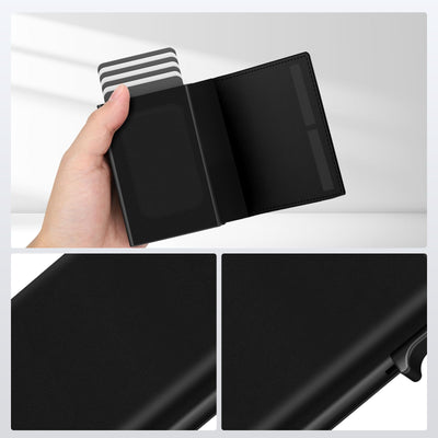 Card case, slim wallet with magnetic closure and coin pocket, pop-up smart wallet made of carbon fiber and credit card case for 9 to 14 cards