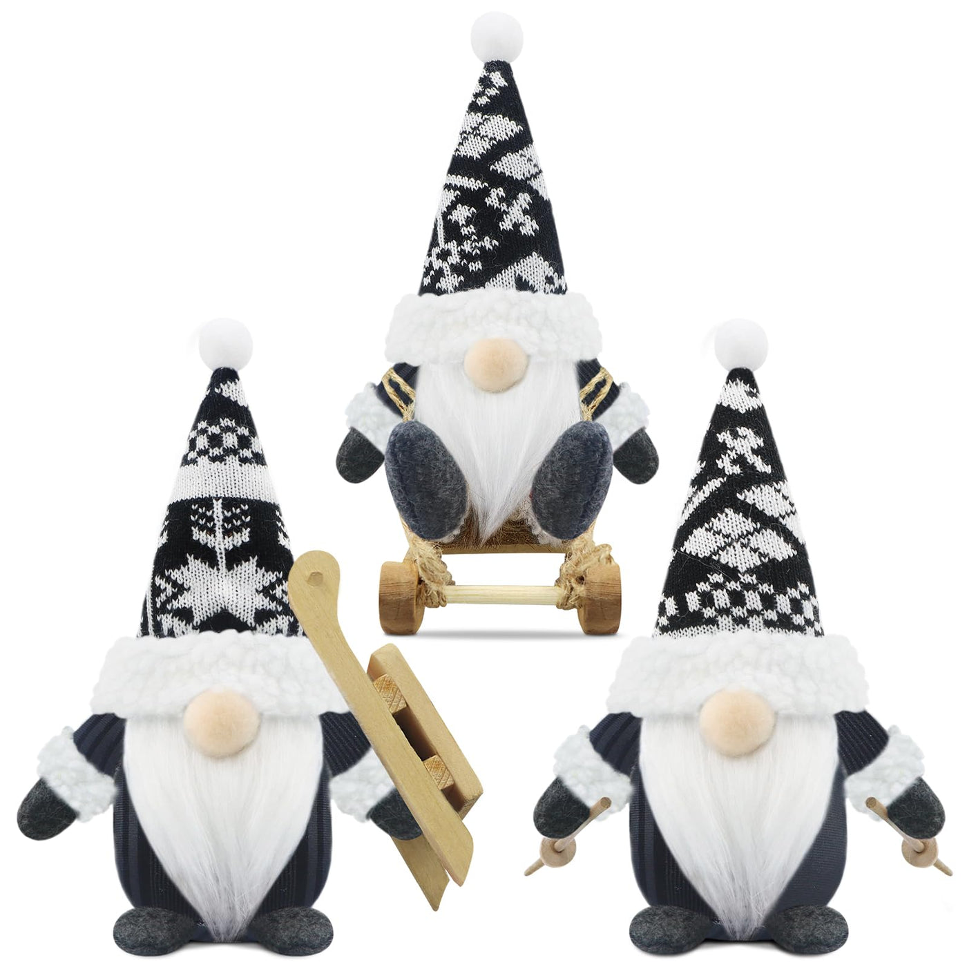 Gnome de Noël set de 3 figurines de gnome décoration de Noël décorations de Noël accessoires de gnome pour la maison décoration de cuisine