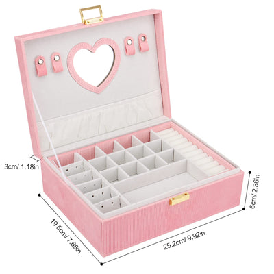 Boîte à bijoux, grande boîte à bijoux avec miroir pour boîte à bijoux en velours