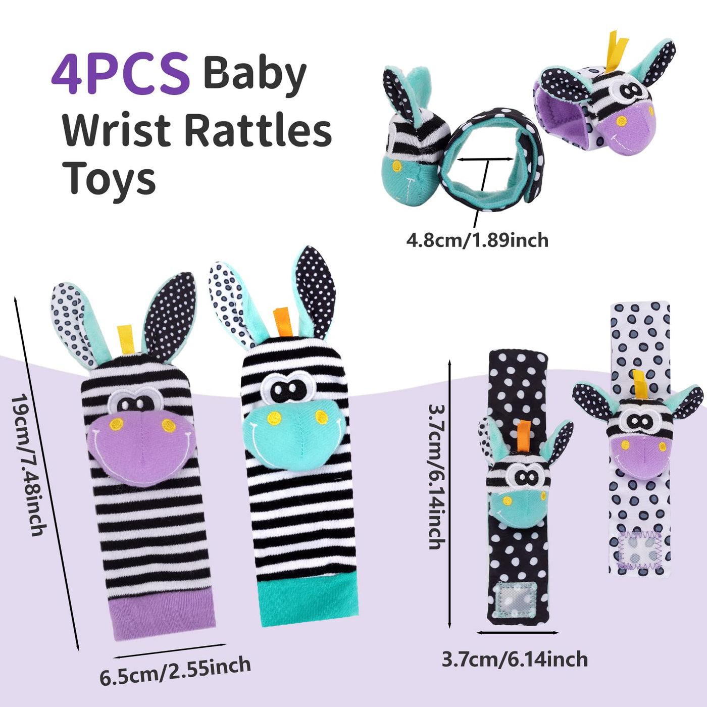 4Pcs rattle baby socks baby toy wrist and newborn toy for babies, early education