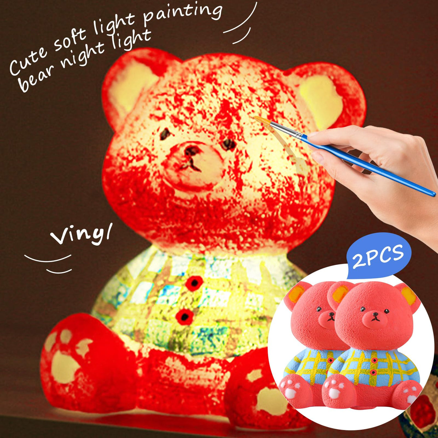 DIY bear painting set - birthday present, 3D bear lamp for painting and as a night light