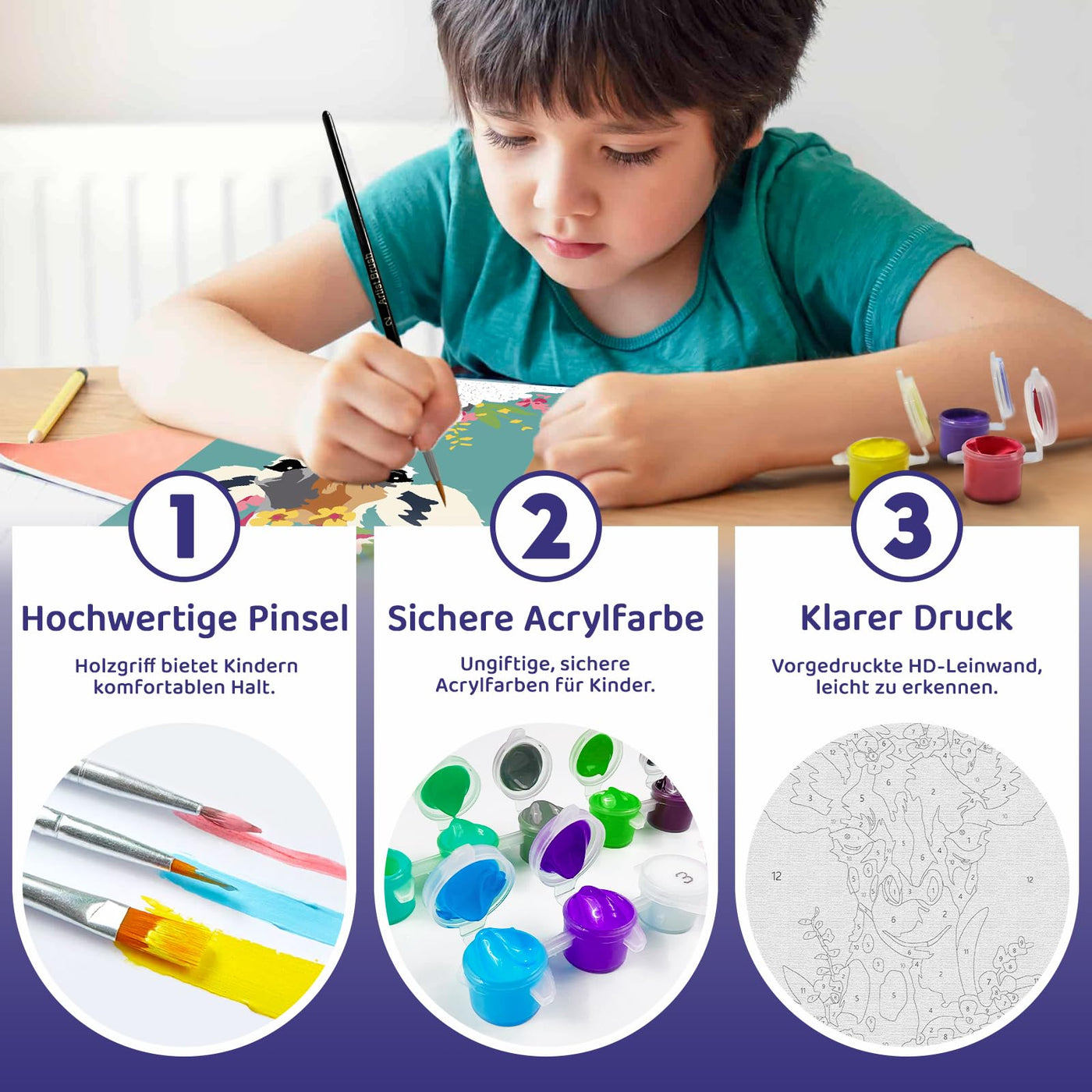 Peinture par numéros pour enfants avec cadre