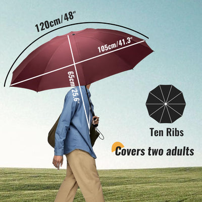 Compact Travel Umbrella Large Stormproof - Inverted folding umbrella, automatic pocket umbrella for rain