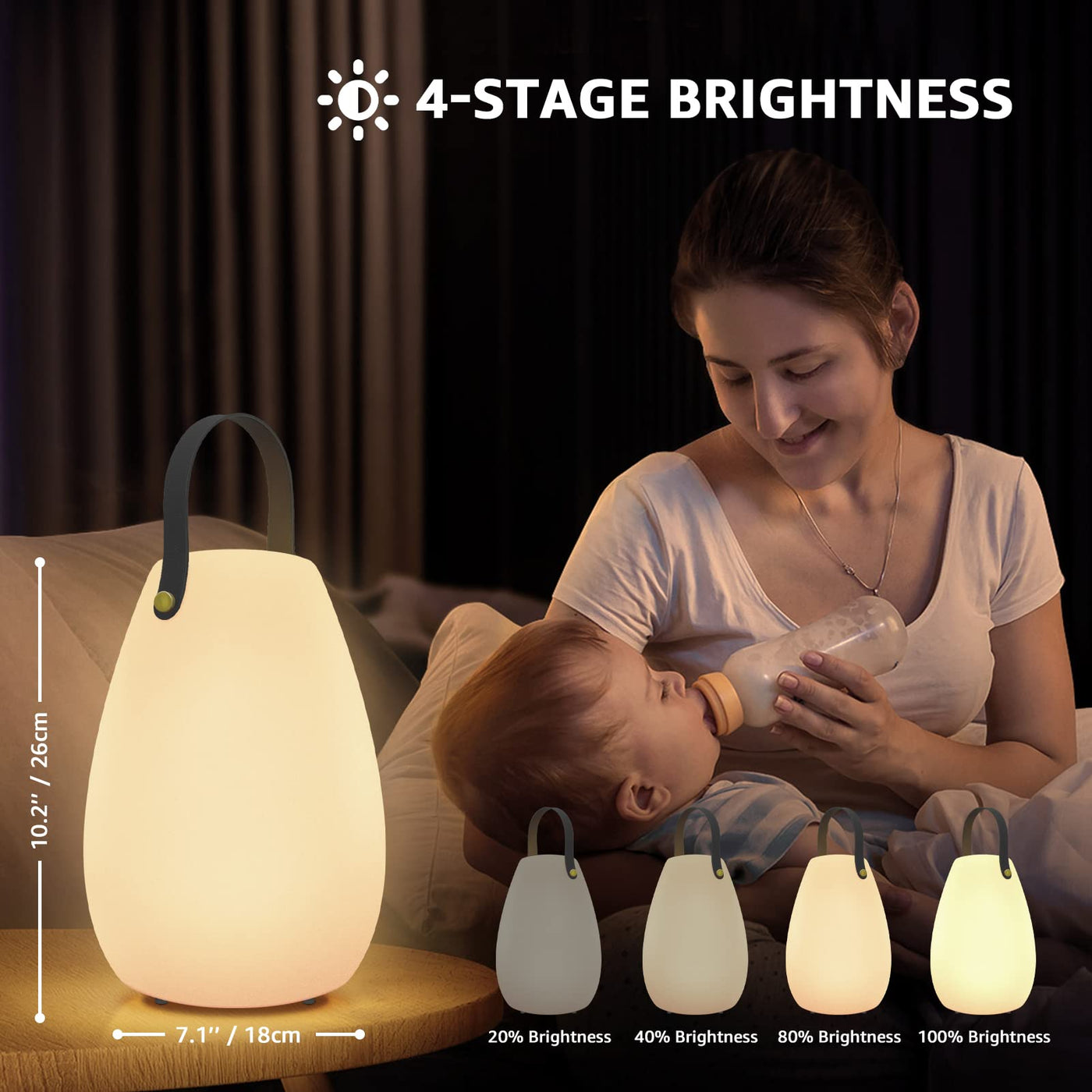 Outdoor table lamp with leather handles