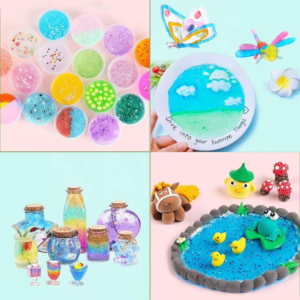  DIY Slime Kit Slime Set, Make Your Own Slime mit 18 Farben Crystal Slime, Ultimate Glow in the Dark Powder, Glitter Powder und mehr für Kunst und Handwerk 