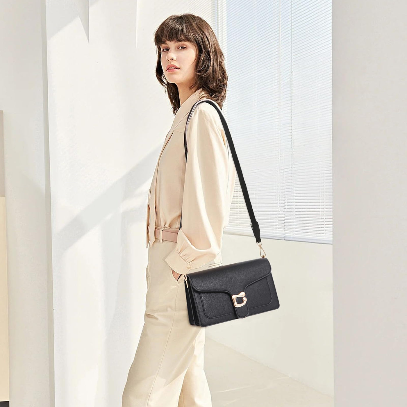 Sac à bandoulière sac de soirée pochette avec 2 bandoulières détachables fentes pour cartes de crédit