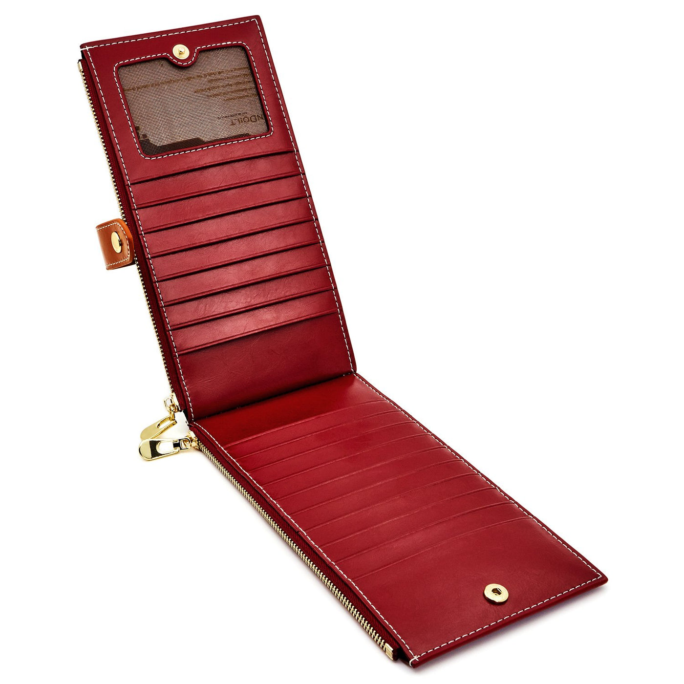 Portefeuille en cuir véritable Porte carte de crédit avec blocage RFID Portefeuille à fermeture éclair Téléphone portable