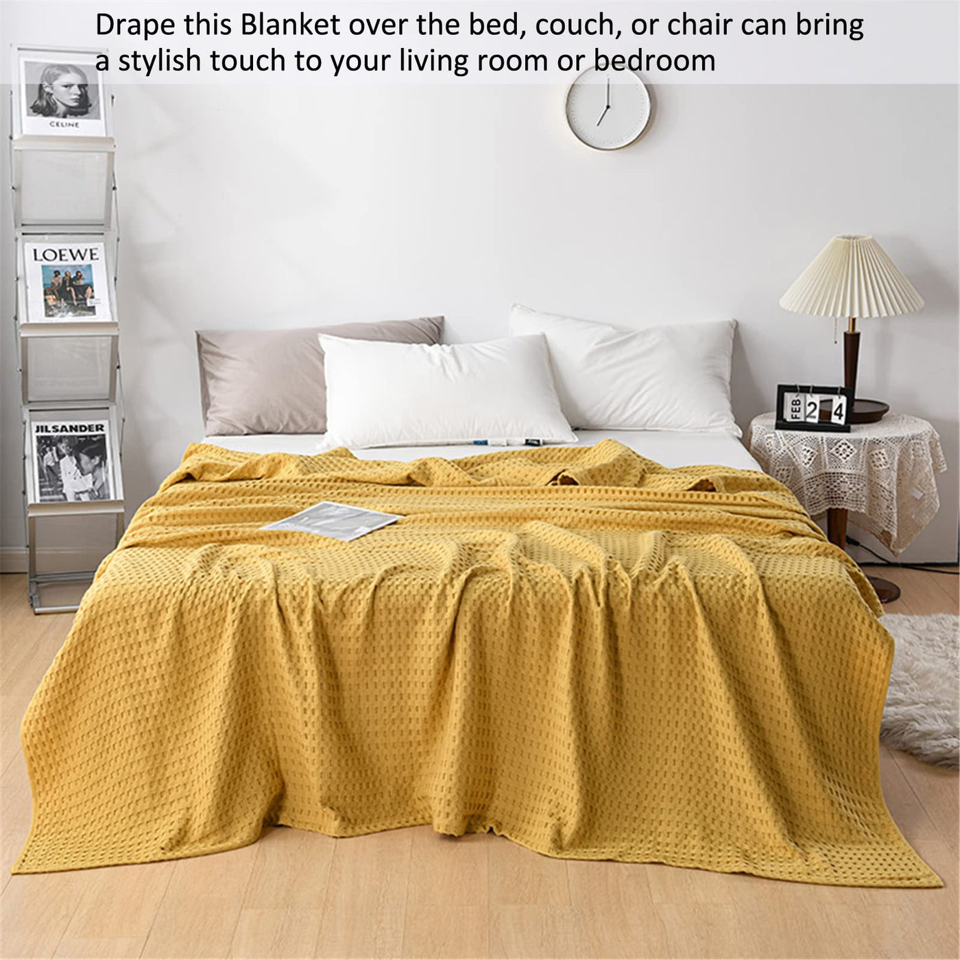 Bedspread cotton waffle pique cuddly blanket