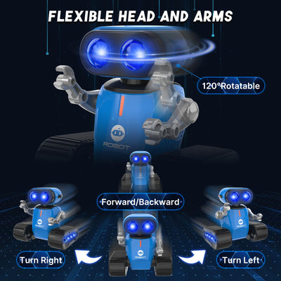 Jouet Robot pour Enfants, Robot Télécommandé Rechargeable avec Effets Lumineux, Yeux LED, Danse Musicale et Batterie Amovible, Robot RC