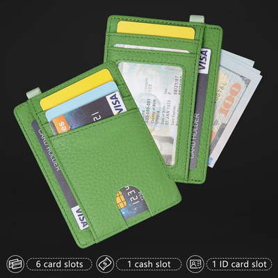 Porte-Cartes de Crédit Bloquant RFID Portefeuille à Cartes Mince En Cuir Véritable Étuis à Cartes De Taille Compacte