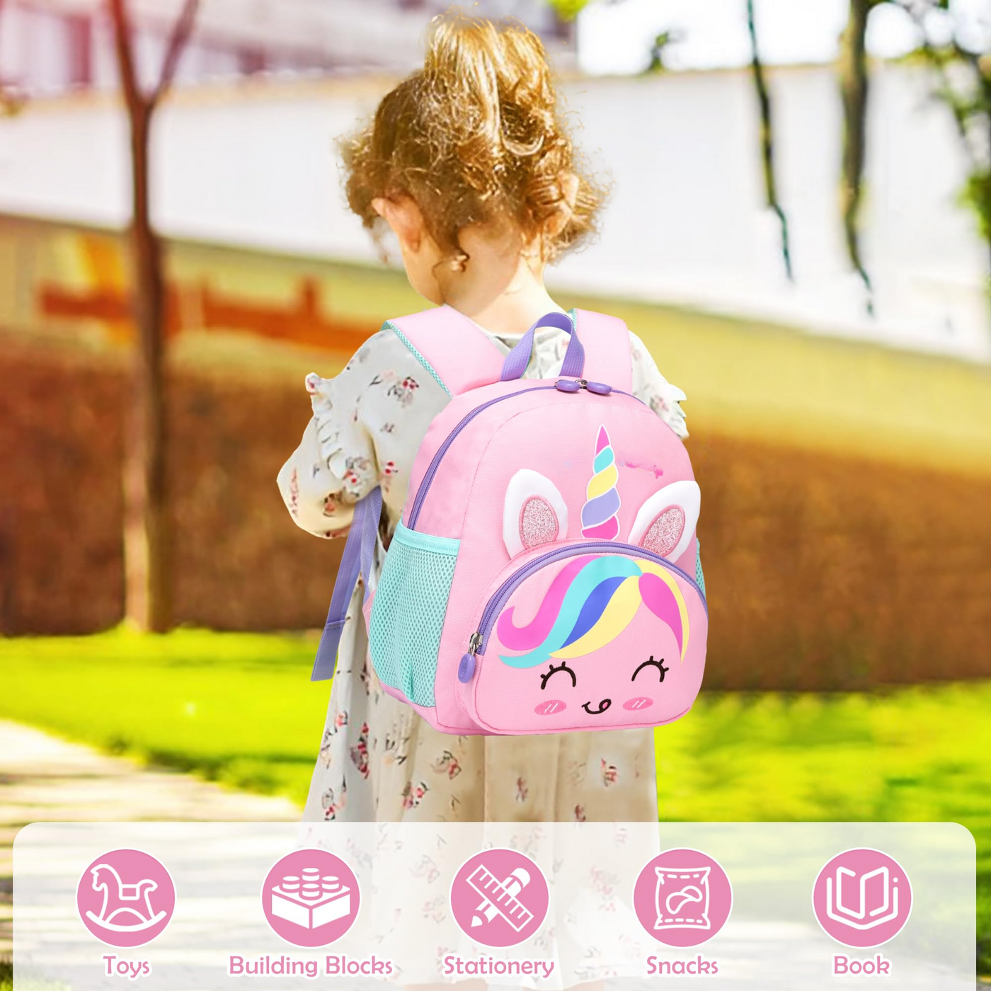 Kleiner Kinderrucksack mit Brustgurt, leichter wasserdichter Vorschul-Kleinkind-Schulrucksack