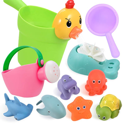 10Pcs bathtub toys for baby from 1 years, bath toys water toys baby cute water squirting animals for baby bathtub gift