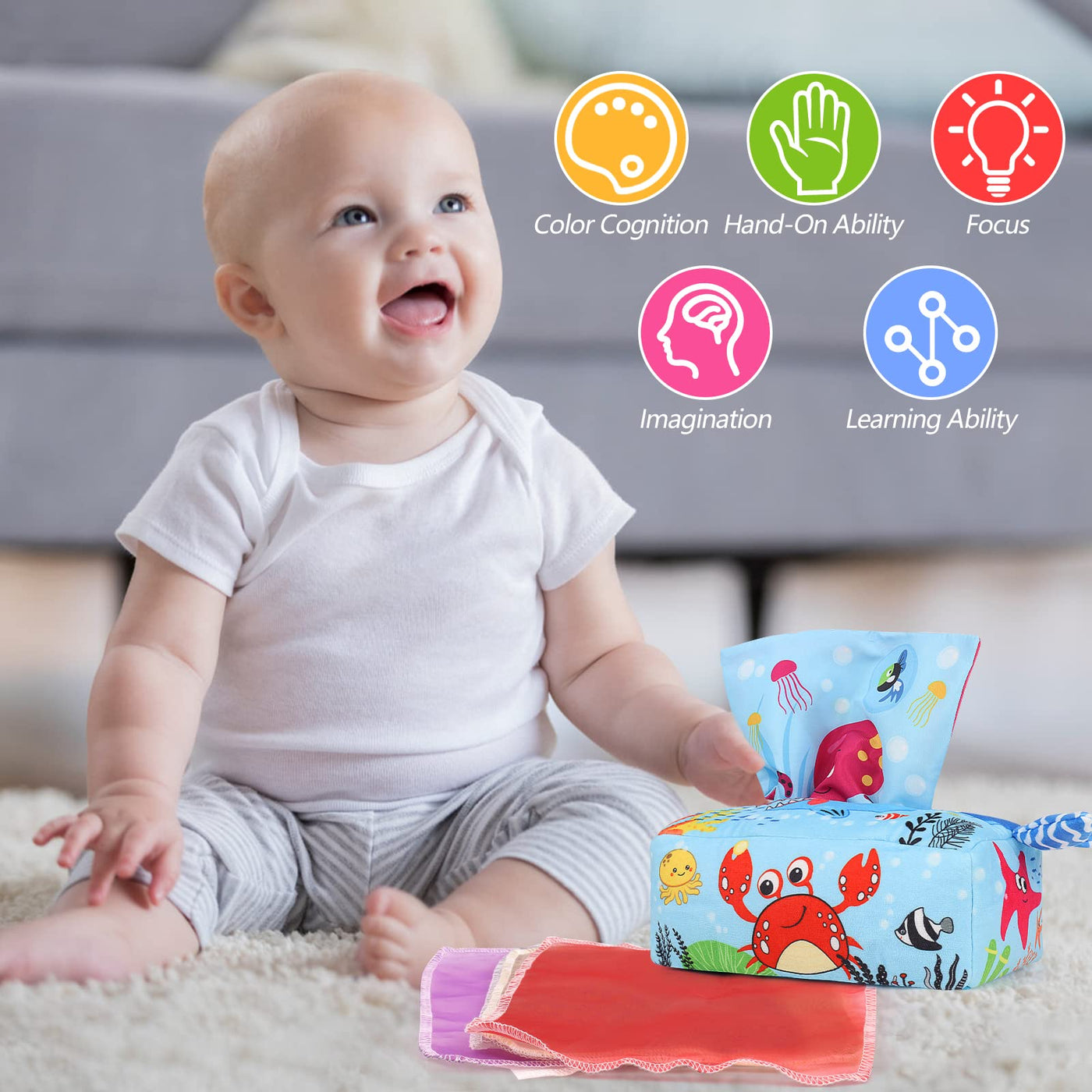 Tissue Box Baby Toys, Sensory Toys Baby Shark Tissue Box Toys