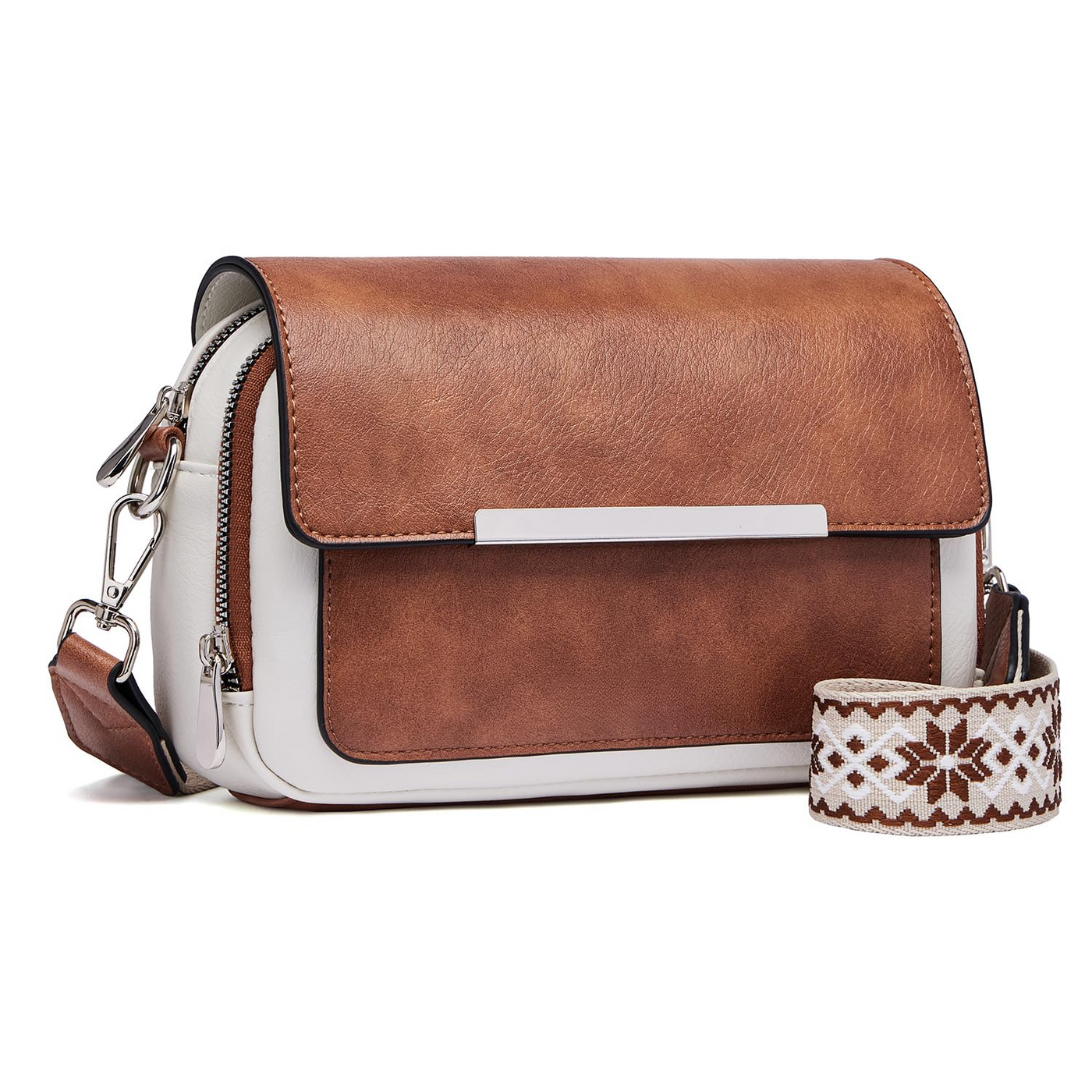 Handy Umhängetasche, Vegan Leder Crossbody Bag Umhängetasche mit verstellbarem abnehmbarem breitem Riemen