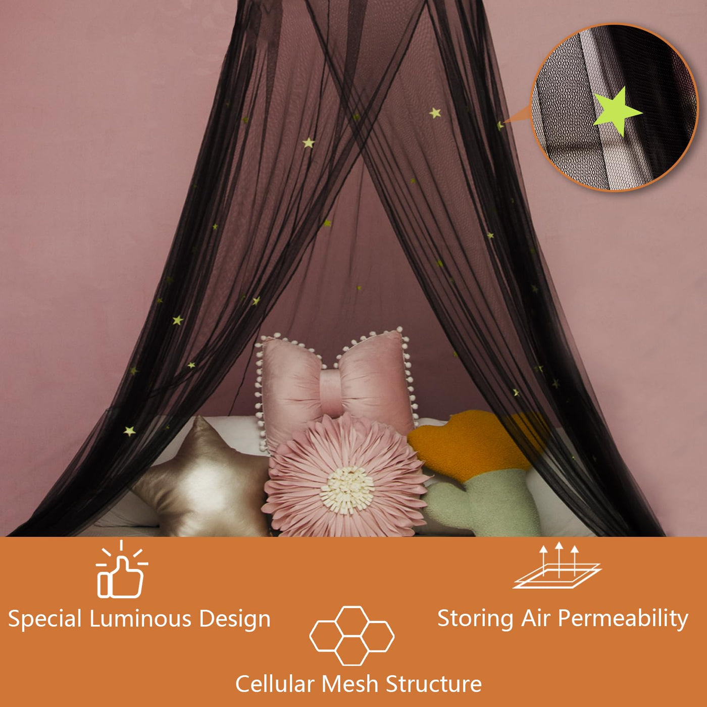 Crib canopy for house bed and single bed - Fantastic bedroom decoration for children's rooms - Large mosquito net canopy for children