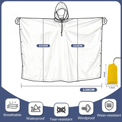 Rain Poncho Waterproof Rain Cape with Hood