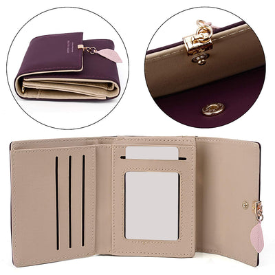 Portemonnaie aus glattem und weichem Kunstleder Geldbörse kleines Portemonnaie mit vielen Fächern