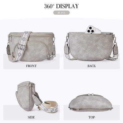 Sacs à bandoulière, sac à bandoulière en cuir végétal, sac à bandoulière pour dames, pochette de poitrine avec fente pour cartes, blocage RFID, avec large bandoulière détachable et réglable