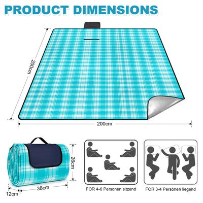 Couverture de pique-nique imperméable, couverture de plage extérieure extra-large