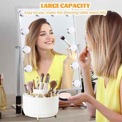 360° Make up Organizer, Brush Holder Cosmetic Storage with 5 compartments
