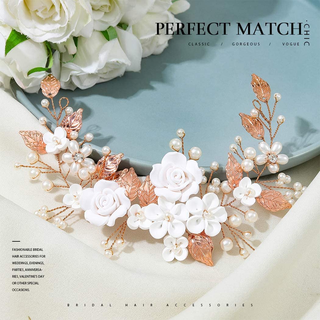 Bandeau fleuri pour mariage, vigne perlée, bijoux de cheveux, coiffure de mariage