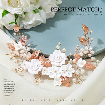 Bandeau fleuri pour mariage, vigne perlée, bijoux de cheveux, coiffure de mariage