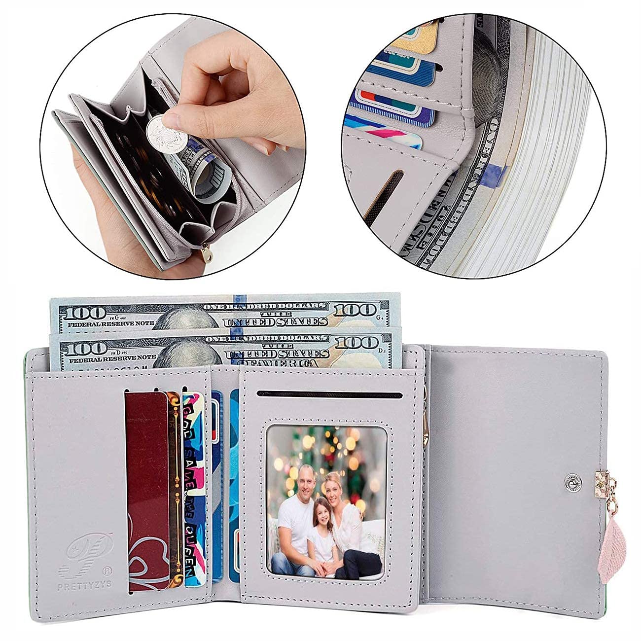 Portemonnaie aus glattem und weichem Kunstleder Geldbörse kleines Portemonnaie mit vielen Fächern