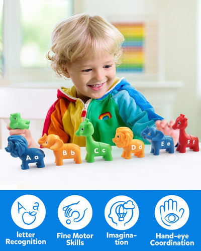 ABC Animal Letter Matching Game, 26PCS Upper and Lower Case Fine Spelling Sports Toy, Preschool Puzzle