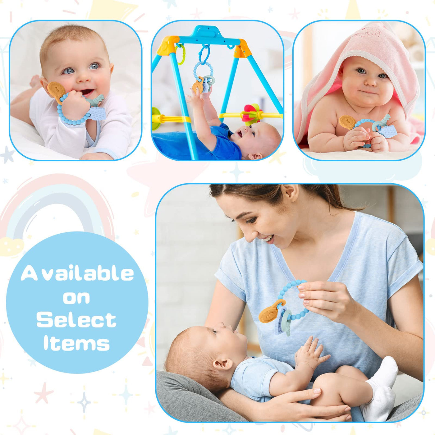 Teether made of silicone BPA-free, teething toy teether, to stimulate and massage sore gums