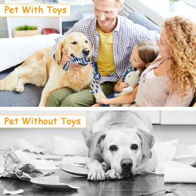 Lot de 8 Cordes pour Chien en Peluche Grinçantes, Jouet pour Chiot, Petits Chiots, Lavables, en Coton Naturel et Non Toxiques