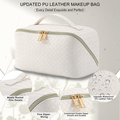 Sac à cosmétiques de voyage, sac de maquillage de grande capacité, sac de maquillage portable en cuir PU, sac de toilette, organisateur