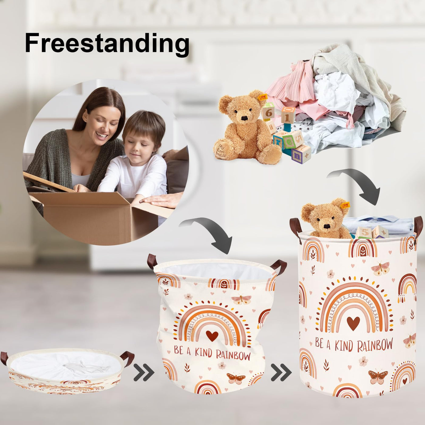 Kinderwäschekorb mit Griff Faltbarer Wäschekorb für Spielzeug