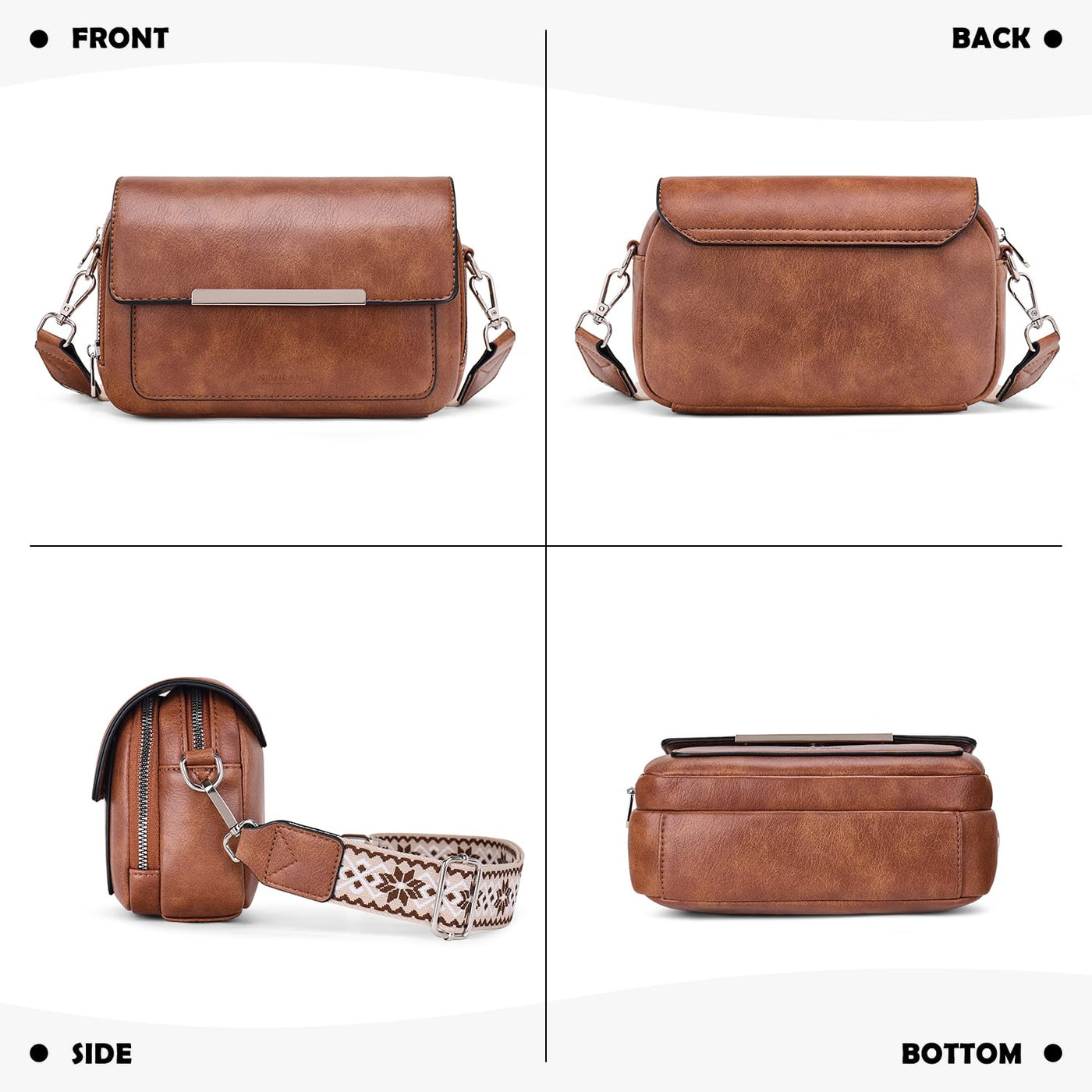 Handy Umhängetasche, Vegan Leder Crossbody Bag Umhängetasche mit verstellbarem abnehmbarem breitem Riemen
