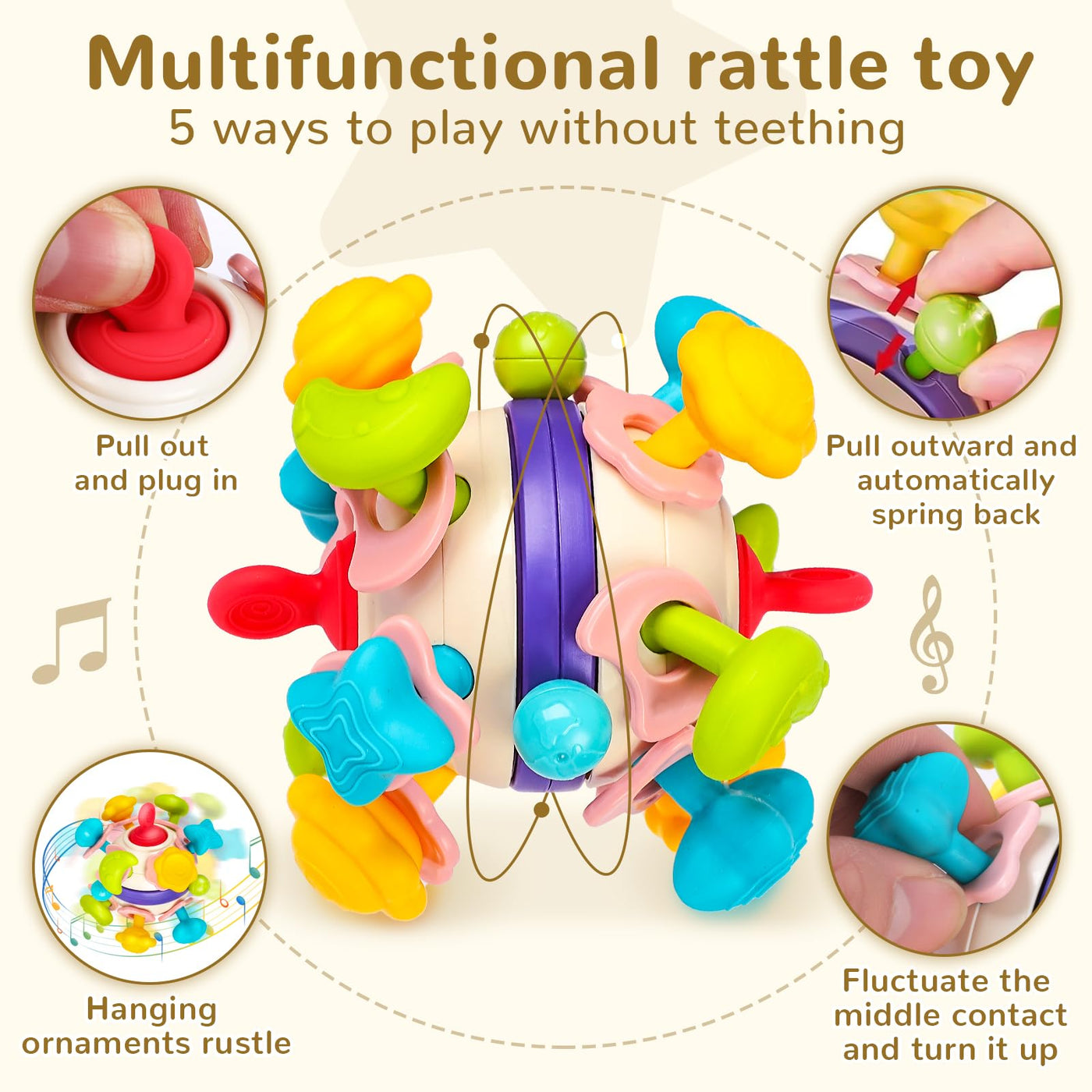 Jouet de dentition multifonctionnel pour bébé