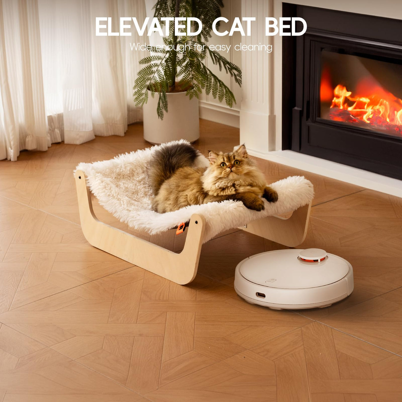 Lit pour Chat, Hamac Moelleux, Hamac pour Chat en bois, Adapté aux Chats, Chiens, Lapins, Chatons et Petits animaux