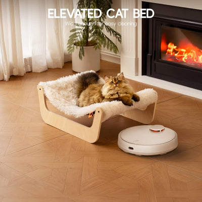 Lit pour Chat, Hamac Moelleux, Hamac pour Chat en bois, Adapté aux Chats, Chiens, Lapins, Chatons et Petits animaux