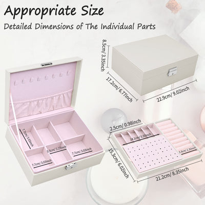 Jewelry box 2 layers pu-leather jewelry storage Portable lockable travel jewelry box