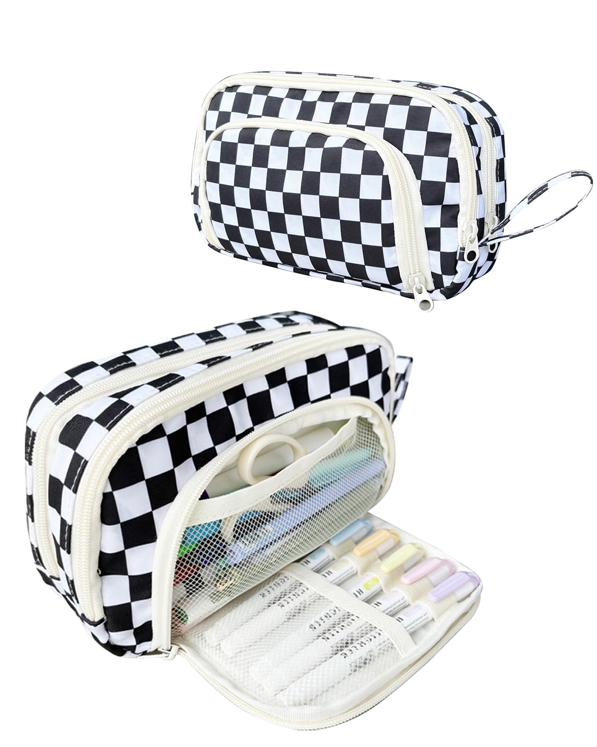 Trousse à crayons avec 3 compartiments