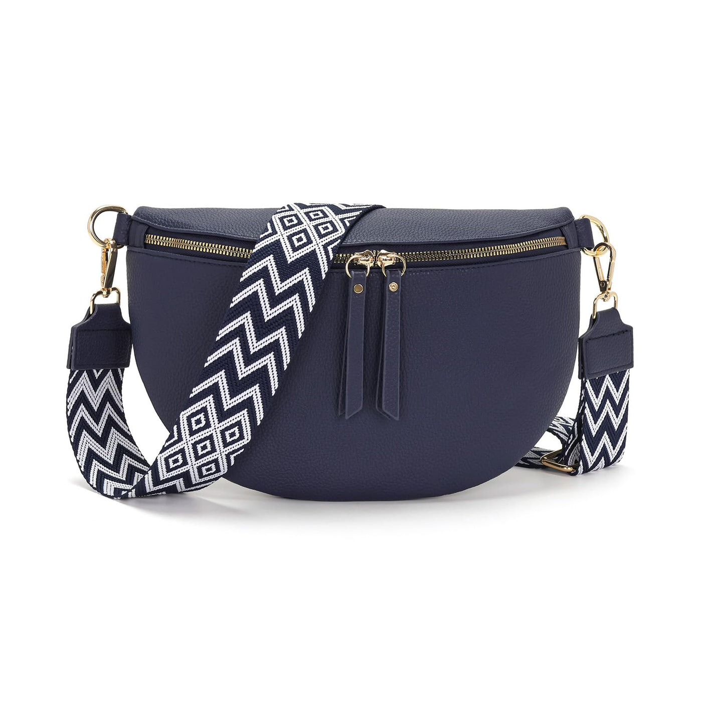 Grand sac banane en cuir végétal sac à bandoulière sac à bandoulière stylisé avec une large sangle