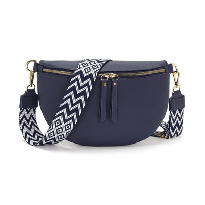 Grand sac banane en cuir végétal sac à bandoulière sac à bandoulière stylisé avec une large sangle