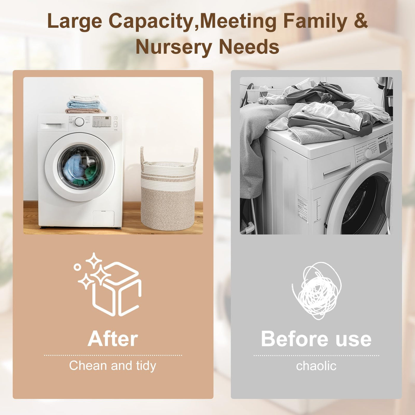 Panier à linge en coton Tissé