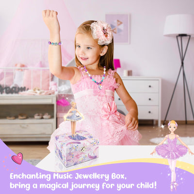 Jewelry box with music, children's jewelry box music box with spinning ballerina