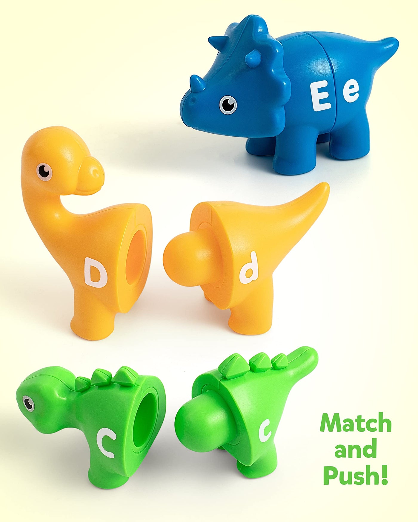 Jeu d'association de lettres pour la motricité fine, 26 PCS Double-Sided ABC Dinosaur Alphabet Game with Uppercase Lowercase Letters (jeu d'alphabet pour dinosaures avec lettres majuscules et minuscules)
