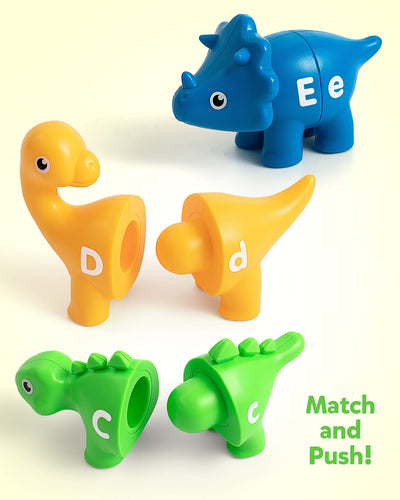 Jeu d'association de lettres pour la motricité fine, 26 PCS Double-Sided ABC Dinosaur Alphabet Game with Uppercase Lowercase Letters (jeu d'alphabet pour dinosaures avec lettres majuscules et minuscules)